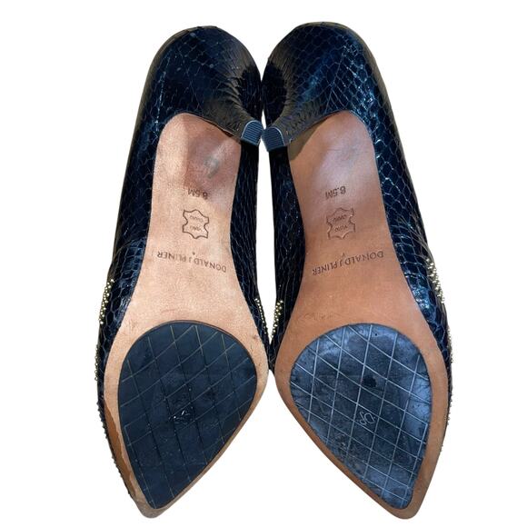 Donald J Pliner Black Pumps Snakeskin StuddedRetro Pointed Toe - Picture 10 of 10